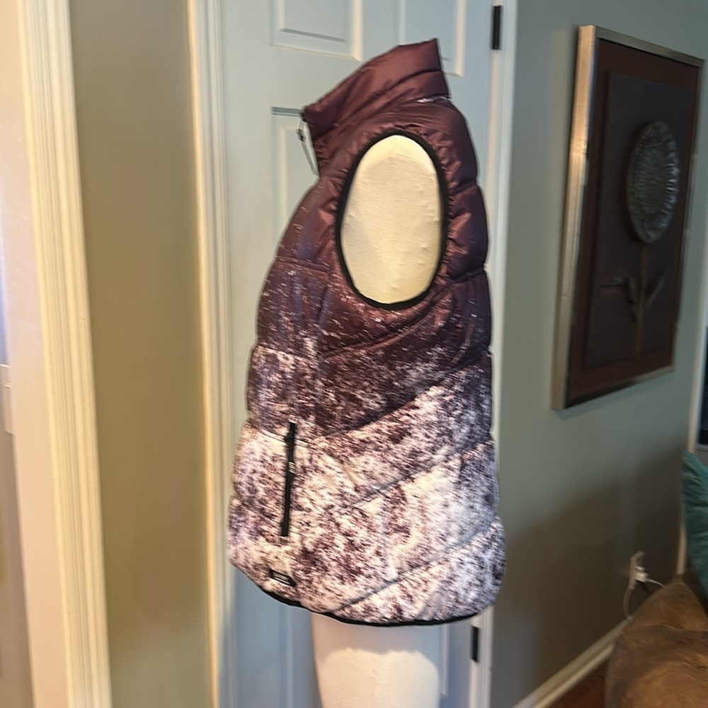 EUC ❄️ Marc New York Puffer Vest Sz Large Snow Ski Purple Black White hood - Picture 7 of 11